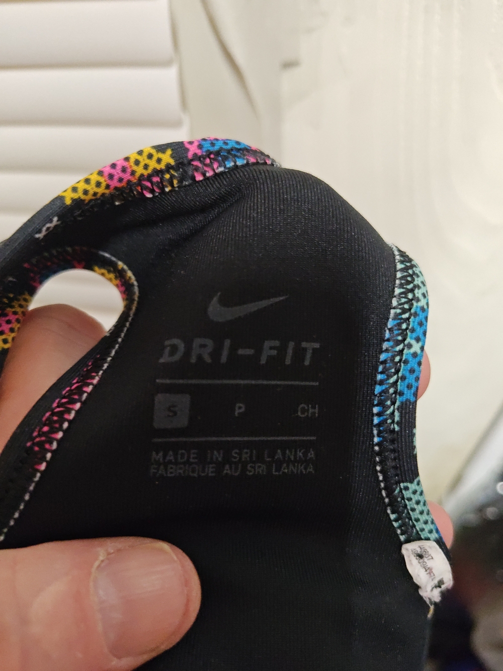 Nike Multicolor Geo Print Sports Bra - Blue, Yellow, Pink, Black - Picture 2 of 3